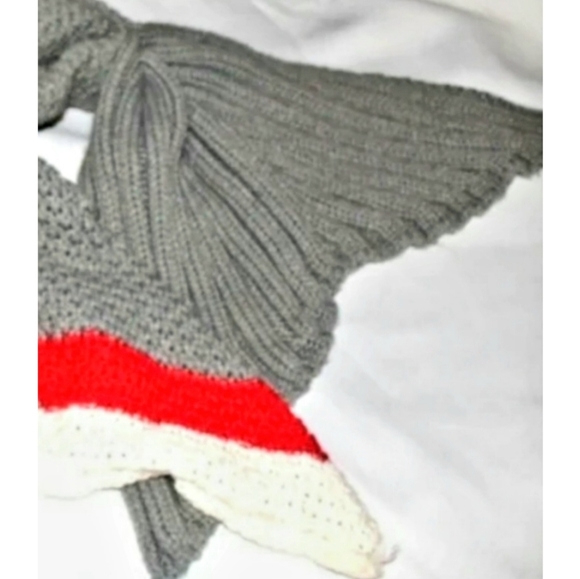 Crochet Shark Attack Fin Knit Blanket - Picture 4 of 13